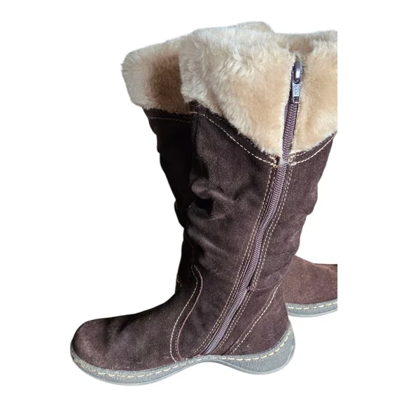 Bare Trap Women's Brown Suede Boots with Cream Fur Lining Size 7 - Picture 3 of 12